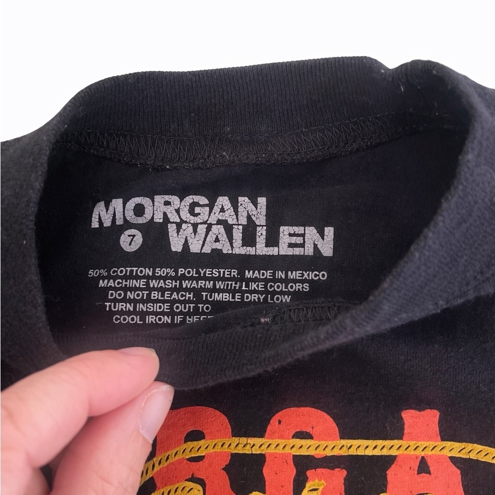 Kids Morgan Wallen Black Graphic Tee with Red & Gold Print - Picture 3 of 3